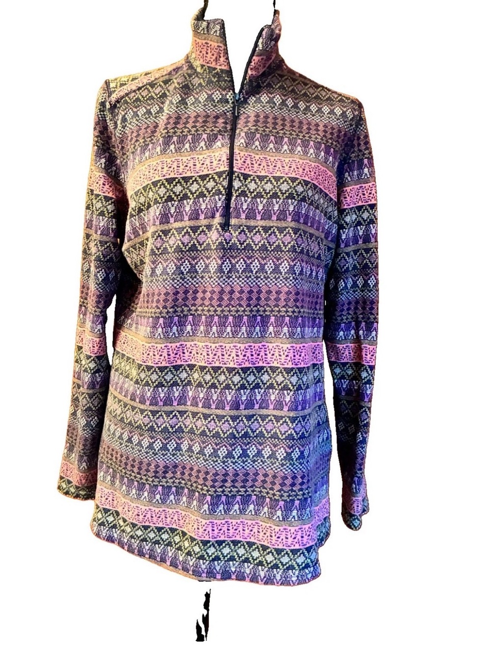 Woodrich Women's 1/4 Zip Long Sleeve  Aztec/Southwestern Pullover, Size L